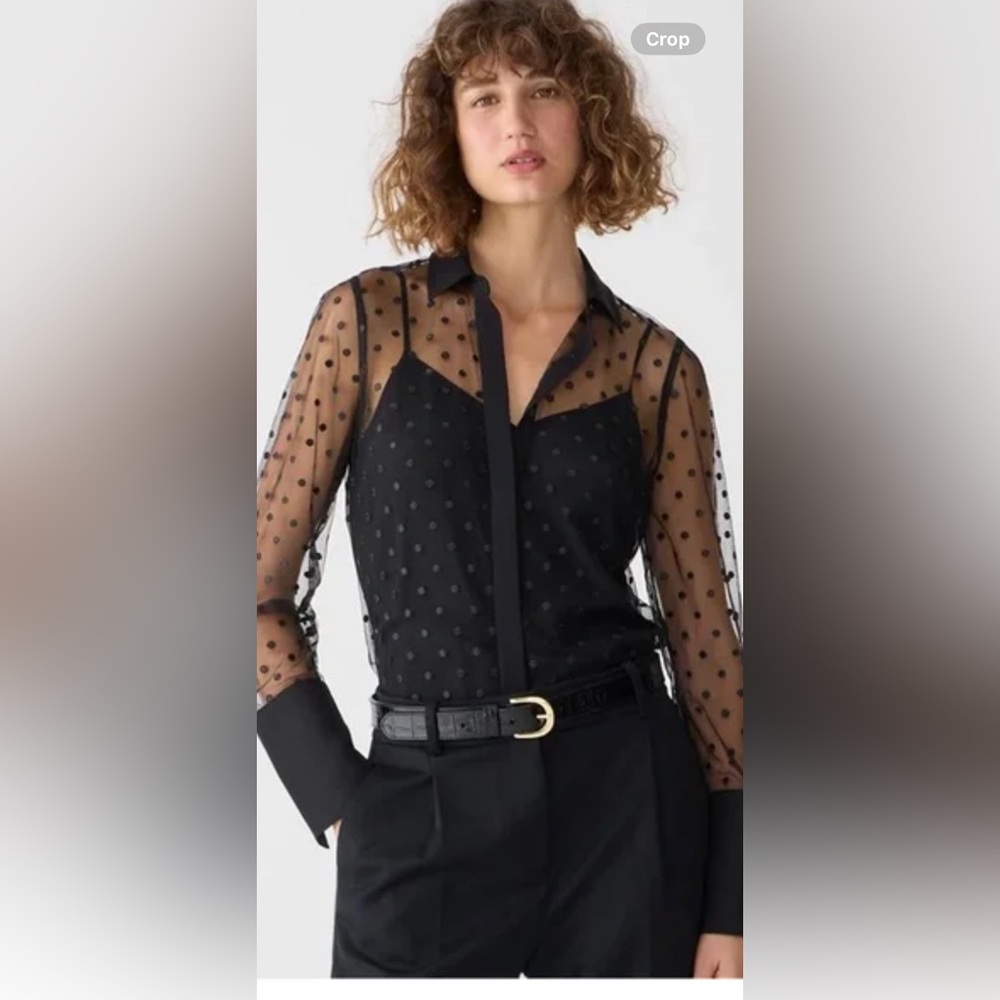 Bundle👚J CREW RIZA SHEER DOT TULLE BLACK BLOUSE W/CAMISOLE & More